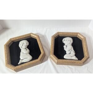 Miller Studios VGT Praying Boy and Girl on Black Velvet Background